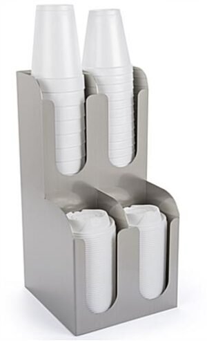 Cup & Lid Holder, 4 Compartments, Tabletop - Stainless Steel