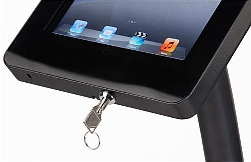 Curved iPad Floor Stand w/ Enclosure, Rotating & Tilting Bracket - Black - Image 5