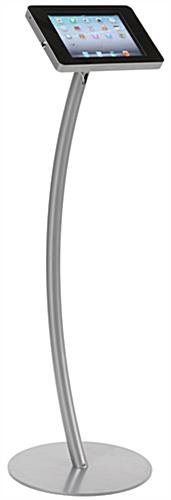 Curved iPad Floor Stand w/ Enclosure, Rotating & Tilting Bracket - Silver - Image 2