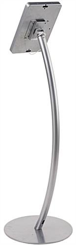 Curved iPad Floor Stand w/ Enclosure, Rotating & Tilting Bracket - Silver - Image 3