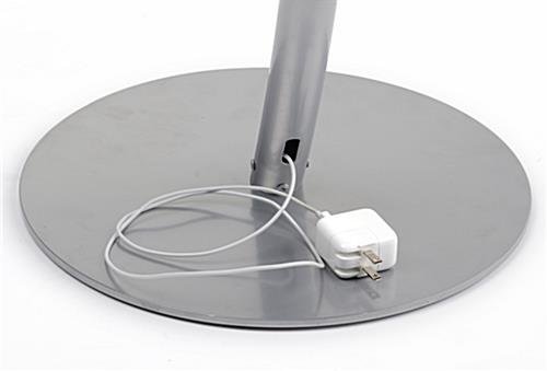 Curved iPad Floor Stand w/ Enclosure, Rotating & Tilting Bracket - Silver - Image 5