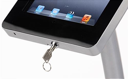 Curved iPad Floor Stand w/ Enclosure, Rotating & Tilting Bracket - Silver - Image 6