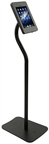 Curved iPad Floor Stand with Locking Enclosure, Tilting & Rotating Bracket - Black