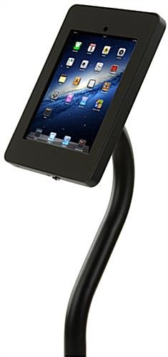Curved iPad Floor Stand with Locking Enclosure, Tilting & Rotating Bracket - Black - Image 3