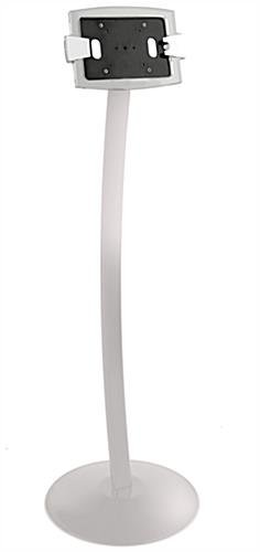 Curved iPad Mini Floor Stand w/ Acrylic Enclosure, Rotating Bracket - White - Image 2