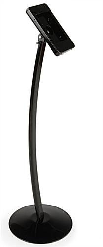 Curved iPad Mini Kiosk & Enclosure w/ Lock, Tilting Bracket - Black Powder Coated
