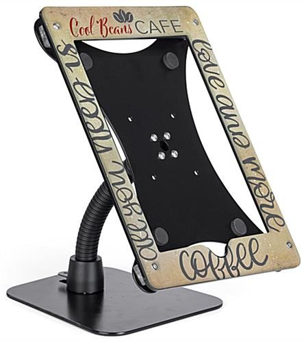 Custom iPad 12.9” Counter Stand, Acrylic Enclosure, Gooseneck Arm - Black - Image 2