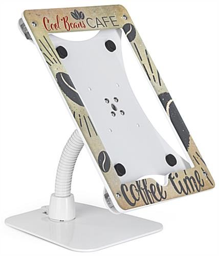 Custom iPad 12.9” Counter Stand, Acrylic Enclosure, Gooseneck Arm - White - Image 2