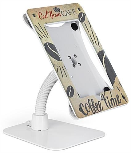 Custom iPad Counter Stand, Acrylic Enclosure, Gooseneck Arm - White - Image 2