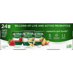 Danone Activia Lowfat Yogurt, Variety Pack, 4 oz, 24 ct