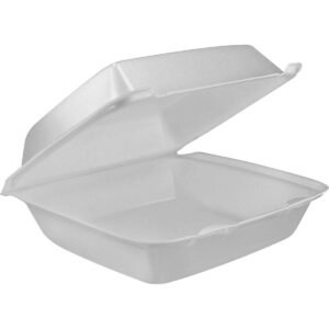 Dart Foam Container, 8"W x 8"L, White, 200 ct