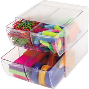 Deflecto 4-Drawer Plastic Cube Organizer, Clear