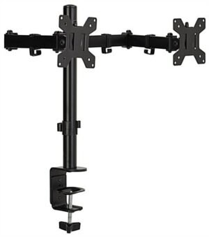 Desktop Dual Monitor Stand with Articulating Arm, Fits Monitors 13" to 27" - Black