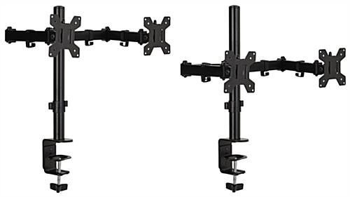 Desktop Dual Monitor Stand with Articulating Arm, Fits Monitors 13" to 27" - Black - Image 4