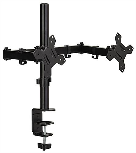 Desktop Dual Monitor Stand with Articulating Arm, Fits Monitors 13" to 27" - Black - Image 6