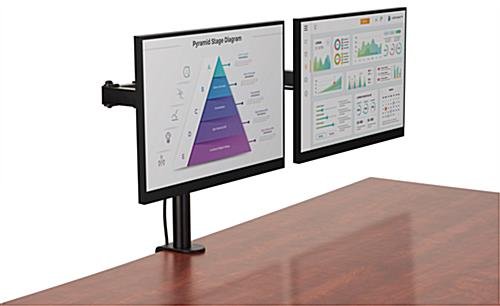 Desktop Dual Monitor Stand with Articulating Arm, Fits Monitors 13" to 27" - Black - Image 8