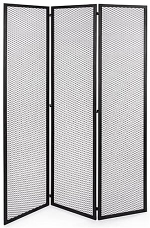 Display Screen w/ Three Panels, 45" W x 72" H, Iron Mesh Retail - Black
