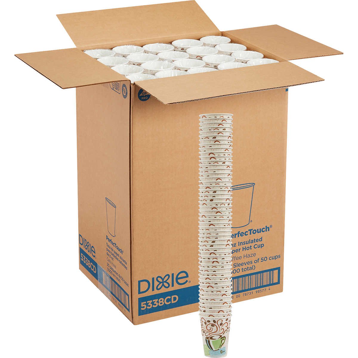 Dixie PerfecTouch Insulated Paper Hot Cup, Coffee Haze, 8 oz, 1000 ct - Image 2