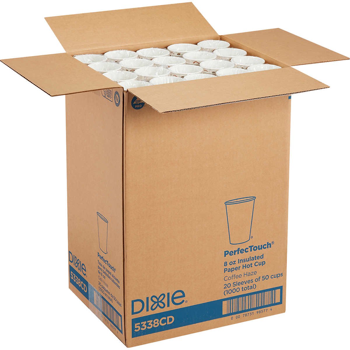 Dixie PerfecTouch Insulated Paper Hot Cup, Coffee Haze, 8 oz, 1000 ct - Image 4