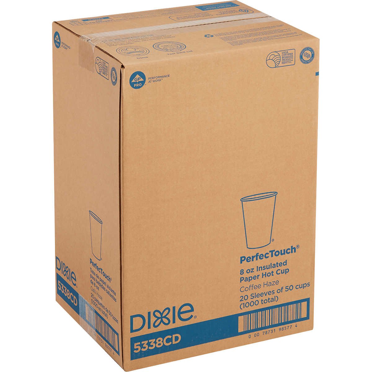 Dixie PerfecTouch Insulated Paper Hot Cup, Coffee Haze, 8 oz, 1000 ct - Image 5