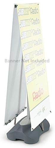 Double-sided Banner Stand with Adjustable Width & Height, Fillable Base - Gray