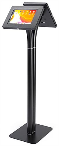 Dual Tablet Floor Stand, Adjustable for Counter Top Use, Locking Enclosure - Black - Image 3