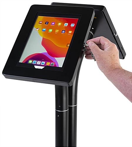 Dual Tablet Floor Stand, Adjustable for Counter Top Use, Locking Enclosure - Black - Image 7