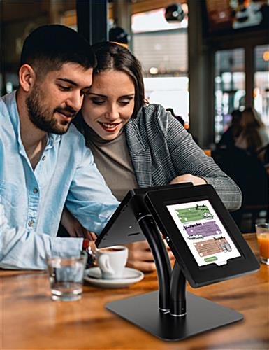 Dual Tablet Floor Stand, Adjustable for Counter Top Use, Locking Enclosure - Black - Image 9