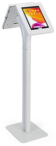 Dual Tablet Floor Stand, Adjustable for Countertop Use, Locking Enclosure - White
