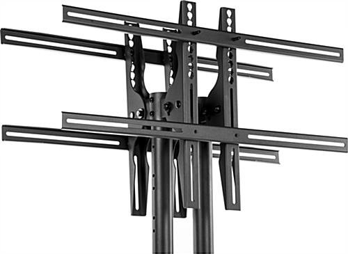 Dual TV Stand, Fits 2 Monitors 32”-65”, Double-Sided - Black - Image 3