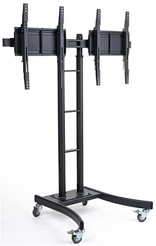 Dual TV Stand w/ 2 Mounts, Fits Monitors 32-65", Adjustable Bracket, Wheels - Black
