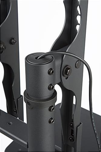 Dual TV Stand w/ 2 Mounts, Fits Monitors 32-65", Adjustable Bracket, Wheels - Black - Image 5