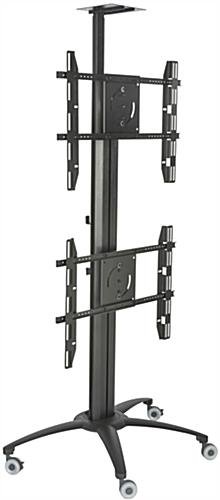 Dual TV Stand w/ Power Outlets, (2) 30 - 60" Screens, Wheels & Camera Mount – Black