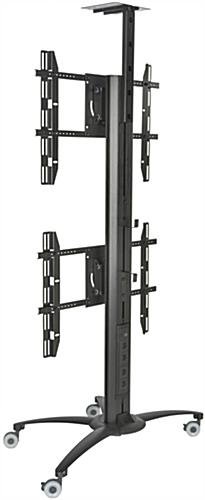 Dual TV Stand w/ Power Outlets, (2) 30 - 60" Screens, Wheels & Camera Mount – Black - Image 4