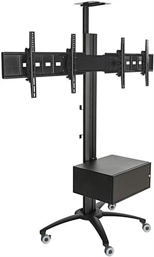 Dual TV Stand w/ Storage, (2) 30 - 60" Screens, Power Outlets, Camera Mount – Black