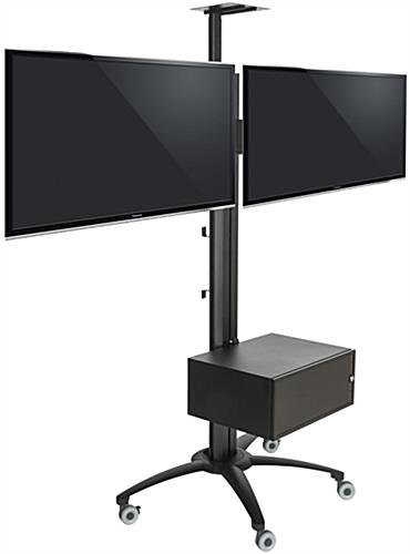 Dual TV Stand w/ Storage, (2) 30 - 60" Screens, Power Outlets, Camera Mount – Black - Image 2