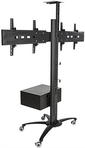 Dual TV Stand w/ Storage, (2) 30 - 60" Screens, Power Outlets, Camera Mount – Black - Image 3
