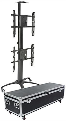 Dual TV Stand with Portable Case, Fits Monitors 30 - 60-Inch, Camera Mount – Black