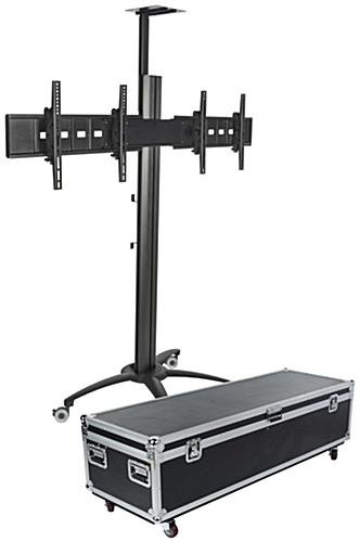 Dual TV Stand with Portable Case, Fits Monitors 30 - 60-Inch, Camera Mount – Black