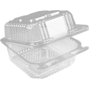 Durable Packaging Plastic Container, 6"W x 6"L, Clear, 500 ct
