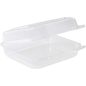 Durable Packaging Plastic Container, 8"W x 8"L, Clear, 250 ct