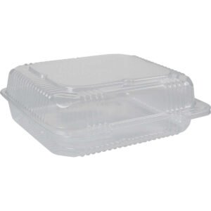 Durable Packaging Plastic Container, 9"W x 9"L, Clear, 200 ct