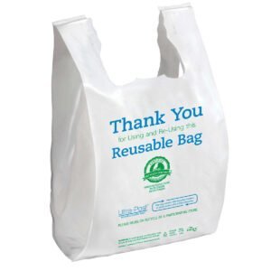 Duro Bag Thank You Reusable Plas-T-Sak Carry-Out Bags, White, 500 ct