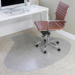 ES Robbins EverLife Workstation Chair Mat, Medium Pile Carpet, Lipped, 66" x 60", Clear