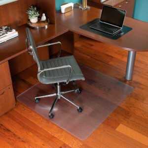 ES Robbins Floor+Mate Chair Mat, Hard Floor and Medium Pile Carpet, No Lip, 46" x 48", Clear