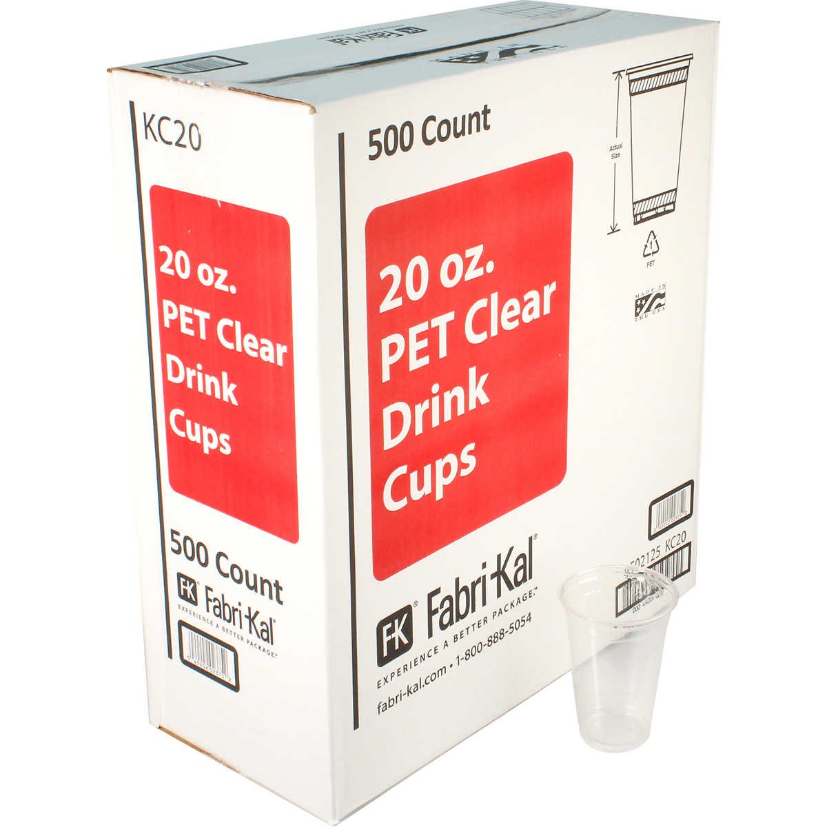 Fabri-Kal Kal-Clear PET Plastic Cold Cup, 20 oz, 500 ct - Image 2