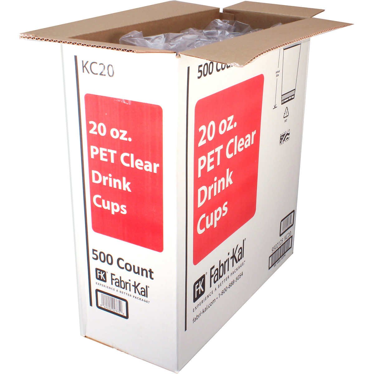 Fabri-Kal Kal-Clear PET Plastic Cold Cup, 20 oz, 500 ct - Image 3