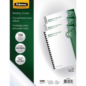 Fellowes Crystals Clear PVC Covers, Oversize, Clear, 100 ct