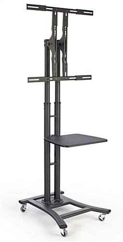 Flat TV Stands w/ 19" Shelf, Fits Monitors 32-in to 70-in, Height-Adjustable – Black - Image 2