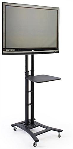 Flat TV Stands w/ 19" Shelf, Fits Monitors 32-in to 70-in, Height-Adjustable – Black - Image 3